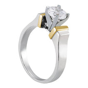 Noble Solitaires Round Diamond Engagement Ring in 10K/14K gold and platinum with certified lab-grown or natural diamonds