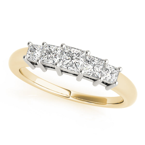 Fancy Princess Half Eternity Ring in 10K/14K gold and platinum with certified lab-grown or natural diamonds
