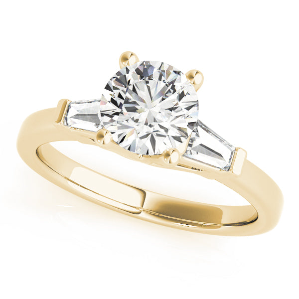 Heirloom Fancy Shape Baguette Remounts Round Diamond Engagement Ring in 10K/14K gold and platinum with certified lab-grown or natural diamonds