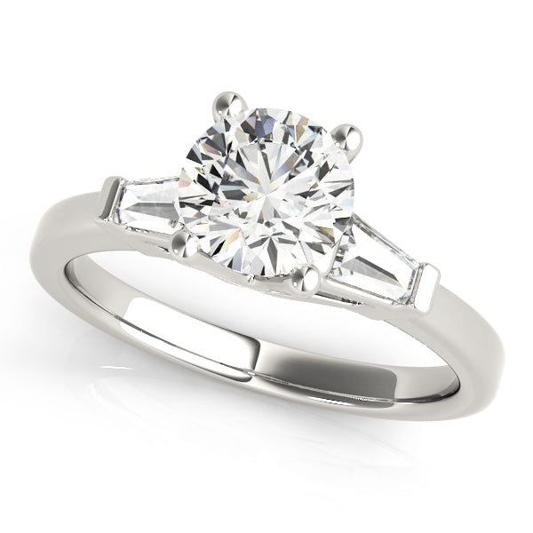 Heirloom Fancy Shape Baguette Remounts Round Diamond Engagement Ring in 10K/14K gold and platinum with certified lab-grown or natural diamonds