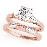 Heirloom Fancy Shape Baguette Remounts Round Diamond Engagement Ring in 10K/14K gold and platinum with certified lab-grown or natural diamonds