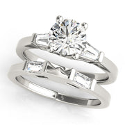 Heirloom Fancy Shape Baguette Remounts Round Diamond Engagement Ring in 10K/14K gold and platinum with certified lab-grown or natural diamonds