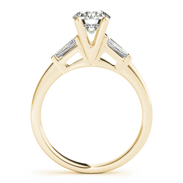 Heirloom Fancy Shape Baguette Remounts Round Diamond Engagement Ring in 10K/14K gold and platinum with certified lab-grown or natural diamonds