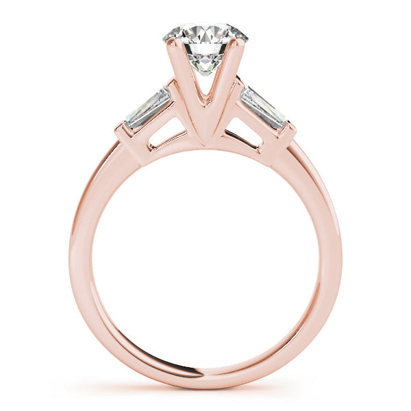 Heirloom Fancy Shape Baguette Remounts Round Diamond Engagement Ring in 10K/14K gold and platinum with certified lab-grown or natural diamonds