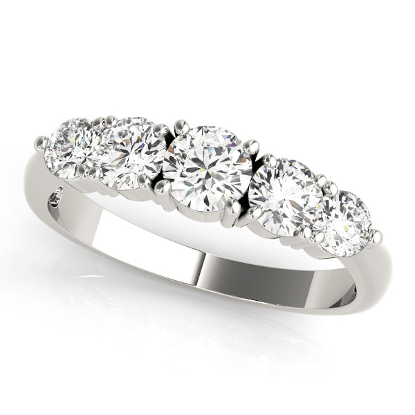Classic 3-Stone Prong Set Wedding Half Eternity Ring in Gold & Platinum