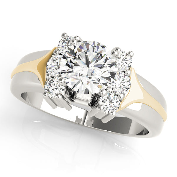 Luxe Cluster Sides Round Diamond Engagement Ring in 10K/14K gold and platinum with certified lab-grown or natural diamonds