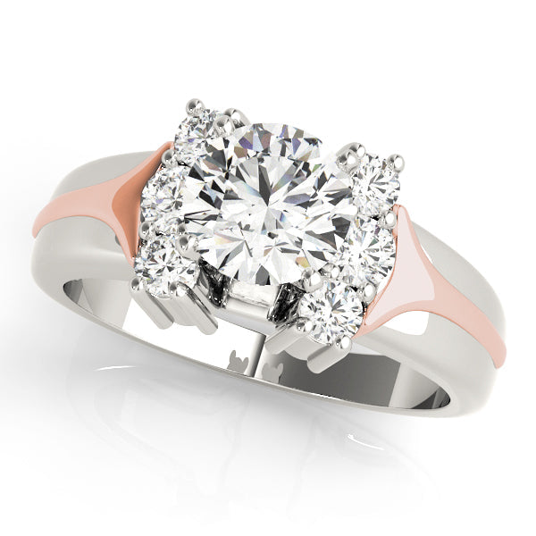 Luxe Cluster Sides Round Diamond Engagement Ring in 10K/14K gold and platinum with certified lab-grown or natural diamonds