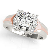 Luxe Cluster Sides Round Diamond Engagement Ring in 10K/14K gold and platinum with certified lab-grown or natural diamonds