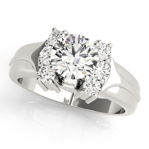 Luxe Cluster Sides Round Diamond Engagement Ring in 10K/14K gold and platinum with certified lab-grown or natural diamonds