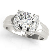 Luxe Cluster Sides Round Diamond Engagement Ring in 10K/14K gold and platinum with certified lab-grown or natural diamonds