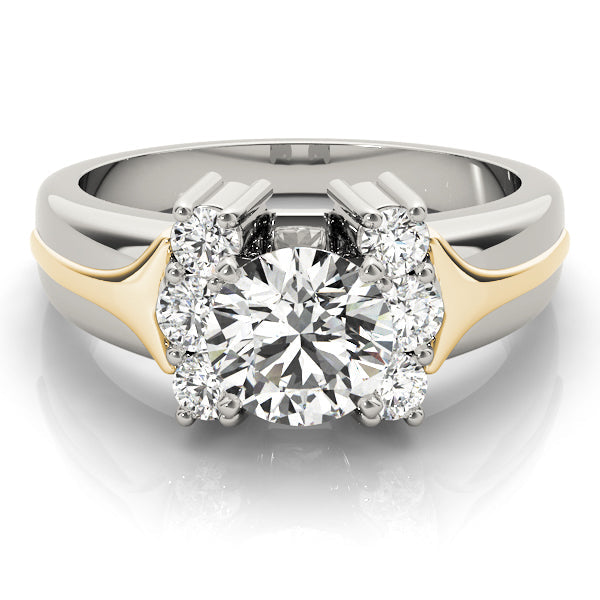 Luxe Cluster Sides Round Diamond Engagement Ring in 10K/14K gold and platinum with certified lab-grown or natural diamonds