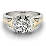 Luxe Cluster Sides Round Diamond Engagement Ring in 10K/14K gold and platinum with certified lab-grown or natural diamonds