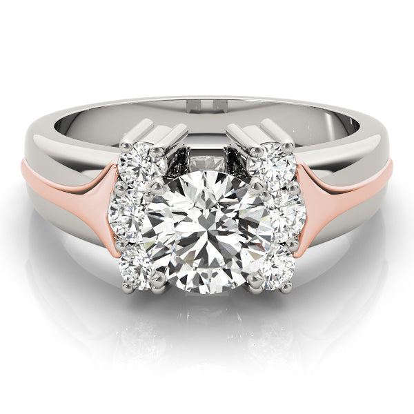 Luxe Cluster Sides Round Diamond Engagement Ring in 10K/14K gold and platinum with certified lab-grown or natural diamonds
