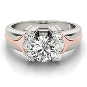 Luxe Cluster Sides Round Diamond Engagement Ring in 10K/14K gold and platinum with certified lab-grown or natural diamonds