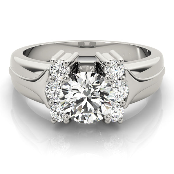Luxe Cluster Sides Round Diamond Engagement Ring in 10K/14K gold and platinum with certified lab-grown or natural diamonds