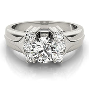 Luxe Cluster Sides Round Diamond Engagement Ring in 10K/14K gold and platinum with certified lab-grown or natural diamonds