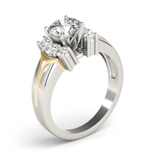 Luxe Cluster Sides Round Diamond Engagement Ring in 10K/14K gold and platinum with certified lab-grown or natural diamonds