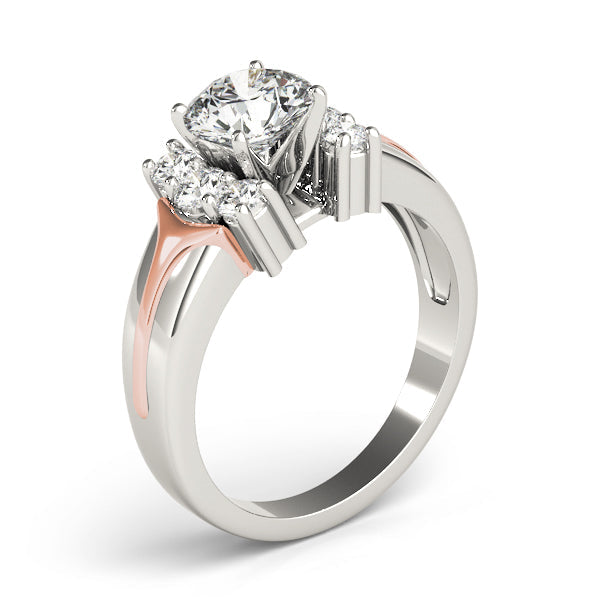 Luxe Cluster Sides Round Diamond Engagement Ring in 10K/14K gold and platinum with certified lab-grown or natural diamonds