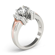 Luxe Cluster Sides Round Diamond Engagement Ring in 10K/14K gold and platinum with certified lab-grown or natural diamonds