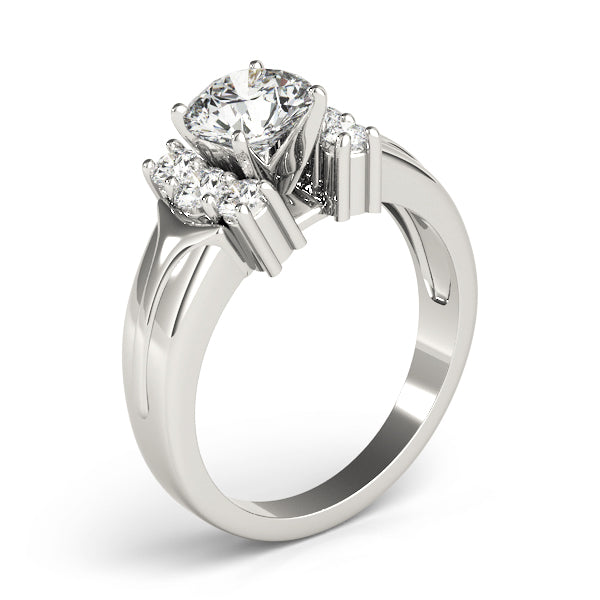 Luxe Cluster Sides Round Diamond Engagement Ring in 10K/14K gold and platinum with certified lab-grown or natural diamonds