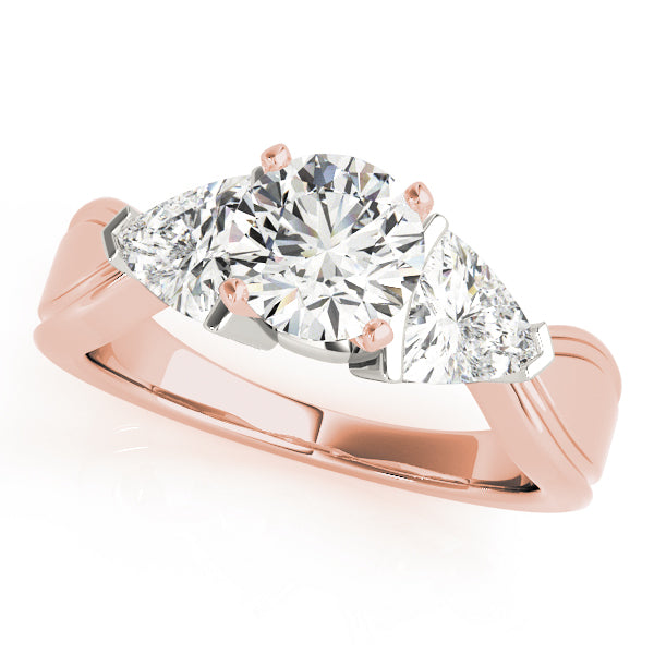 Trillion Side Stone Round Diamond Engagement Ring in 10K/14K gold and platinum with certified lab-grown or natural diamonds
