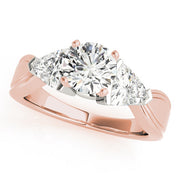 Trillion Side Stone Round Diamond Engagement Ring in 10K/14K gold and platinum with certified lab-grown or natural diamonds