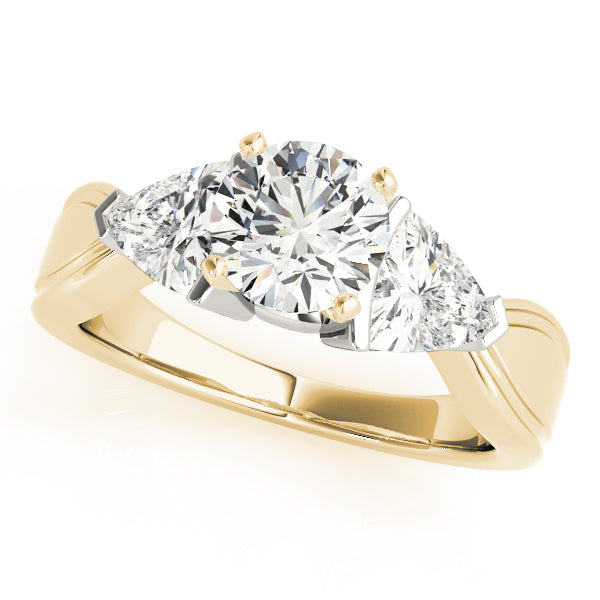 Trillion Side Stone Round Diamond Engagement Ring in 10K/14K gold and platinum with certified lab-grown or natural diamonds