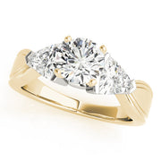 Trillion Side Stone Round Diamond Engagement Ring in 10K/14K gold and platinum with certified lab-grown or natural diamonds