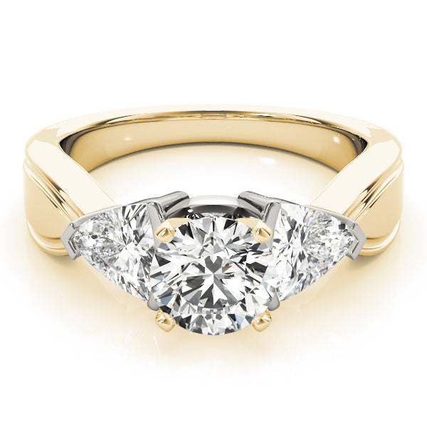 Trillion Side Stone Round Diamond Engagement Ring in 10K/14K gold and platinum with certified lab-grown or natural diamonds