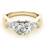 Trillion Side Stone Round Diamond Engagement Ring in 10K/14K gold and platinum with certified lab-grown or natural diamonds