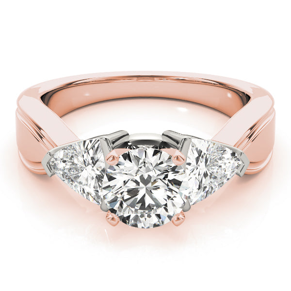Trillion Side Stone Round Diamond Engagement Ring in 10K/14K gold and platinum with certified lab-grown or natural diamonds
