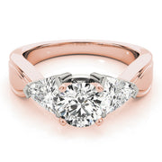 Trillion Side Stone Round Diamond Engagement Ring in 10K/14K gold and platinum with certified lab-grown or natural diamonds