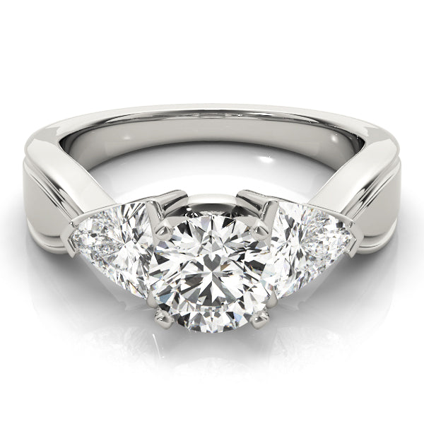 Trillion Side Stone Round Diamond Engagement Ring in 10K/14K gold and platinum with certified lab-grown or natural diamonds