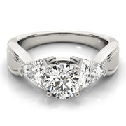 Trillion Side Stone Round Diamond Engagement Ring in 10K/14K gold and platinum with certified lab-grown or natural diamonds