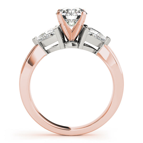 Trillion Side Stone Round Diamond Engagement Ring in 10K/14K gold and platinum with certified lab-grown or natural diamonds