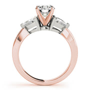 Trillion Side Stone Round Diamond Engagement Ring in 10K/14K gold and platinum with certified lab-grown or natural diamonds