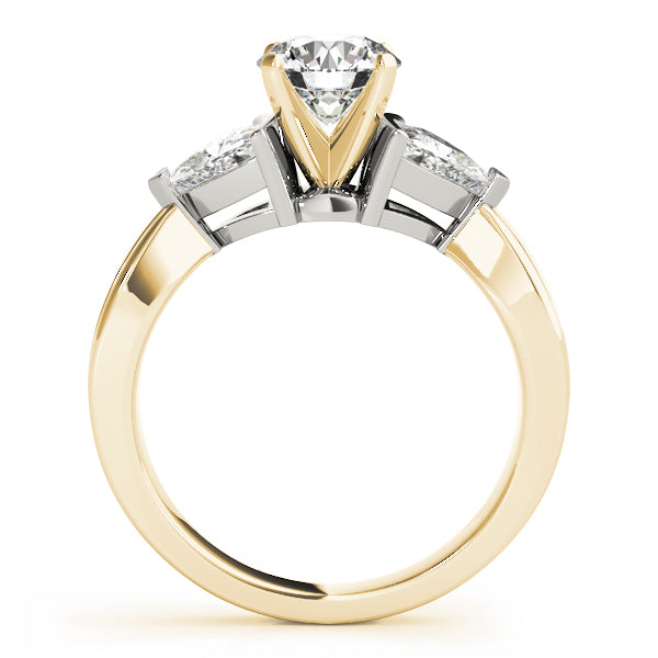 Trillion Side Stone Round Diamond Engagement Ring in 10K/14K gold and platinum with certified lab-grown or natural diamonds