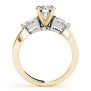 Trillion Side Stone Round Diamond Engagement Ring in 10K/14K gold and platinum with certified lab-grown or natural diamonds