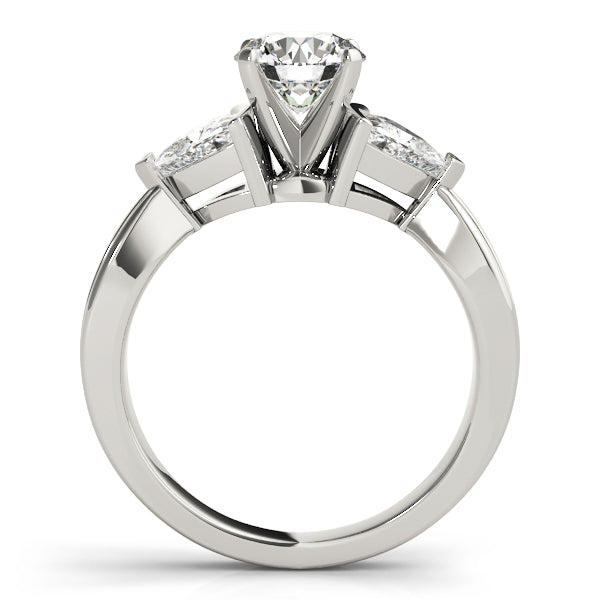 Trillion Side Stone Round Diamond Engagement Ring in 10K/14K gold and platinum with certified lab-grown or natural diamonds
