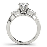 Trillion Side Stone Round Diamond Engagement Ring in 10K/14K gold and platinum with certified lab-grown or natural diamonds