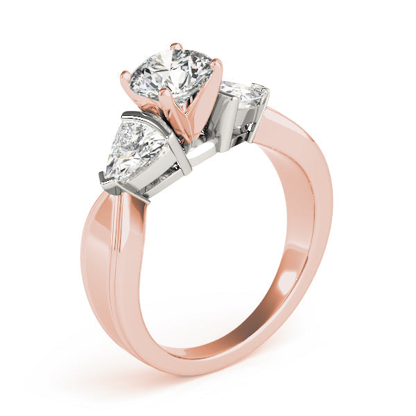 Trillion Side Stone Round Diamond Engagement Ring in 10K/14K gold and platinum with certified lab-grown or natural diamonds