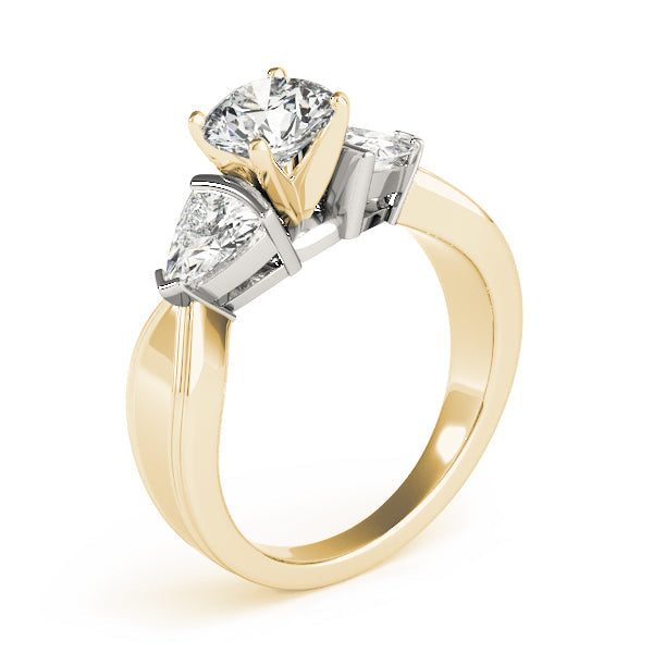 Trillion Side Stone Round Diamond Engagement Ring in 10K/14K gold and platinum with certified lab-grown or natural diamonds