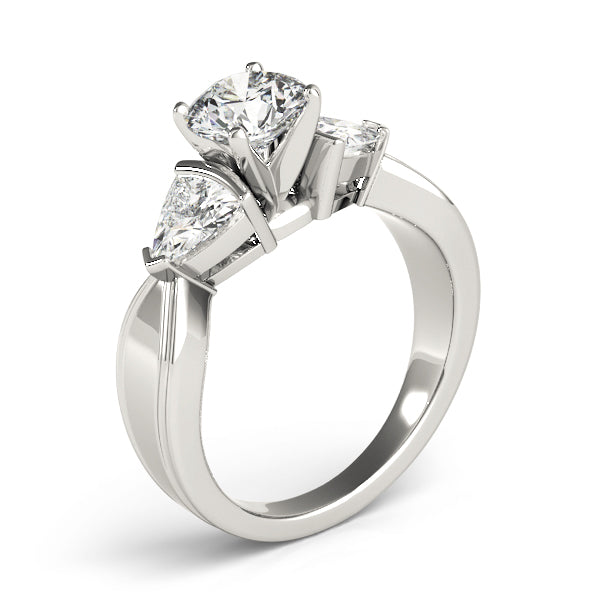 Trillion Side Stone Round Diamond Engagement Ring in 10K/14K gold and platinum with certified lab-grown or natural diamonds
