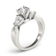 Trillion Side Stone Round Diamond Engagement Ring in 10K/14K gold and platinum with certified lab-grown or natural diamonds