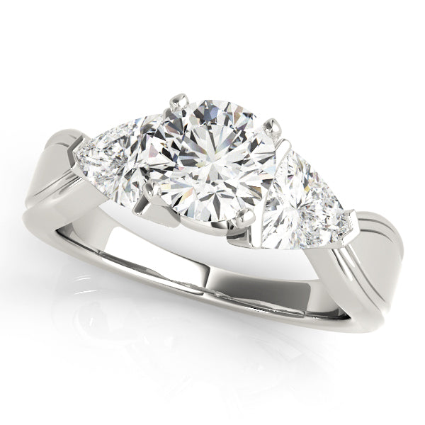 Trillion Side Stone Round Diamond Engagement Ring in 10K/14K gold and platinum with certified lab-grown or natural diamonds
