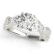 Trillion Side Stone Round Diamond Engagement Ring in 10K/14K gold and platinum with certified lab-grown or natural diamonds