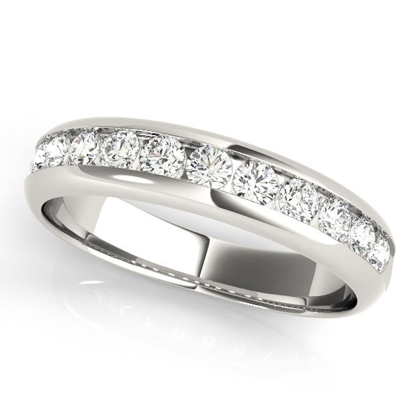 Channel Set Round Half Eternity Ring in Gold & Platinum