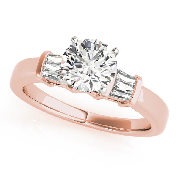 Fancy Shape Baguette Round Diamond Engagement Ring in 10K/14K gold and platinum with certified lab-grown or natural diamonds
