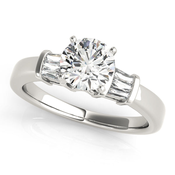 Fancy Shape Baguette Round Diamond Engagement Ring in 10K/14K gold and platinum with certified lab-grown or natural diamonds