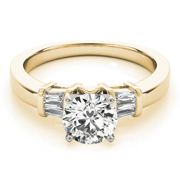 Fancy Shape Baguette Round Diamond Engagement Ring in 10K/14K gold and platinum with certified lab-grown or natural diamonds